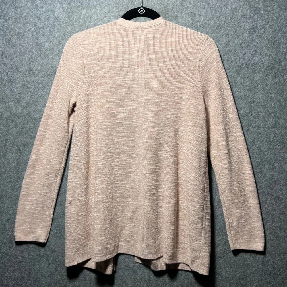 J Jill Pink‎ Marled Knit Open Front Cardigan Sweater Size Large Cotton Linen